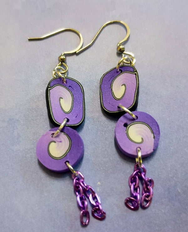 Royal Violet Swirl & Chain Dangles