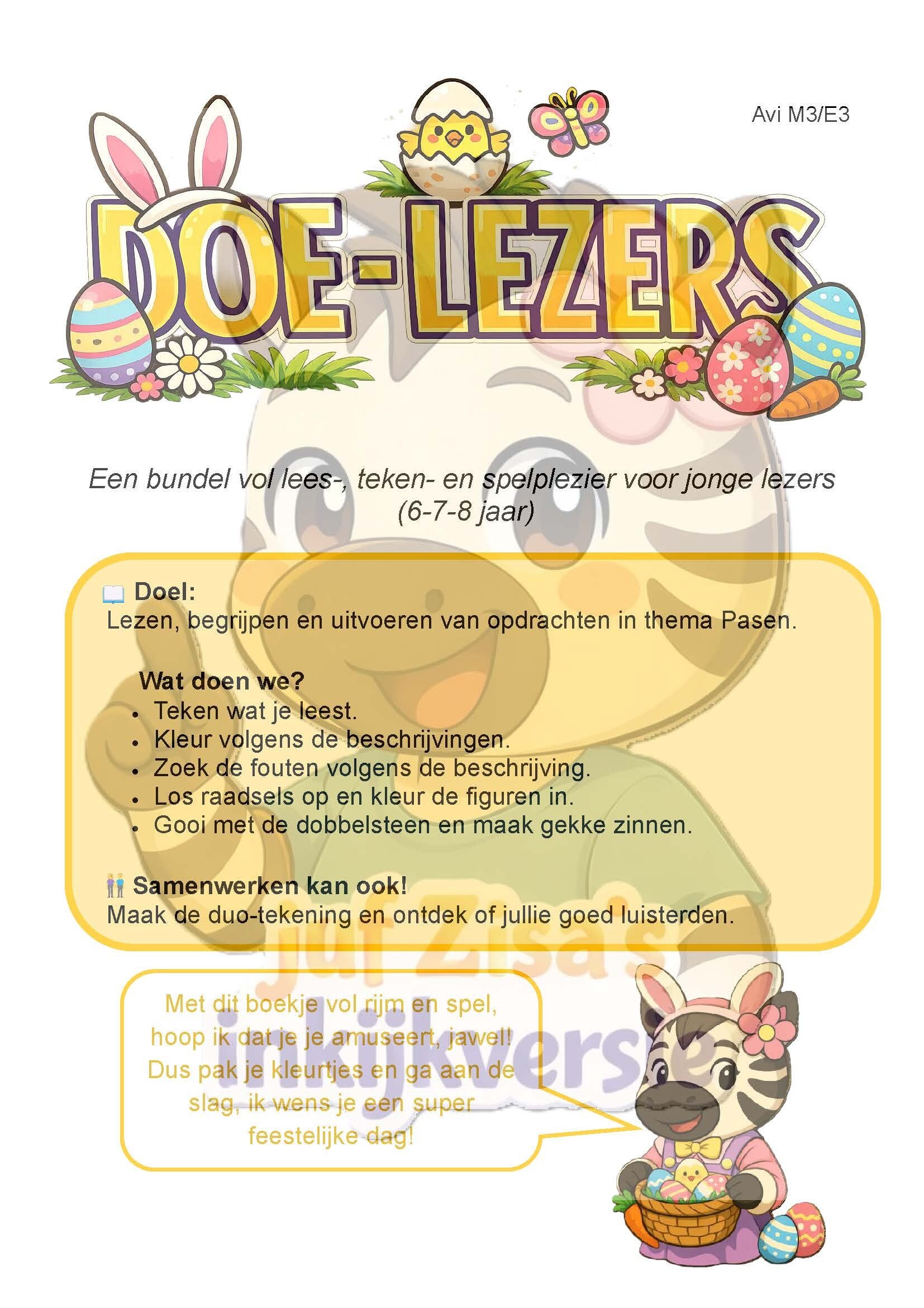 Doe-Lezer Pasen M3 - begrijpend lezen - 1ste en 2de leerjaar/ groep 3 & 4