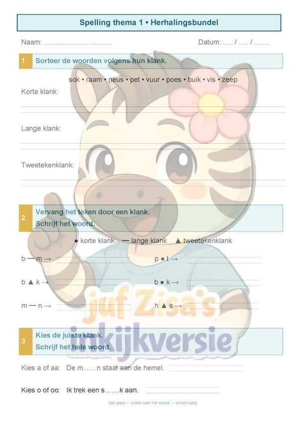 Herhalingsbundel spelling – Thema 1 | 2de leerjaar