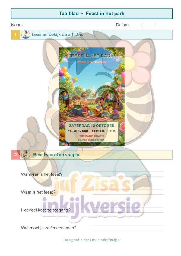 Zisa's Huistaken Taal 2de leerjaar – deel 1