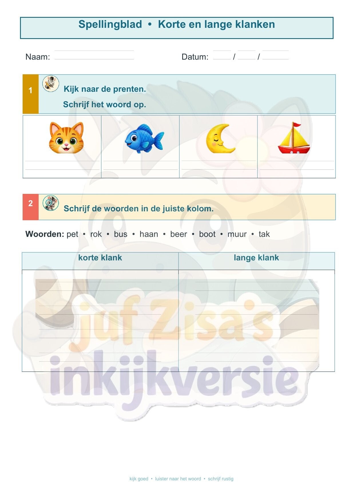 Zisa's Huistaken spelling 2de leerjaar – deel 1