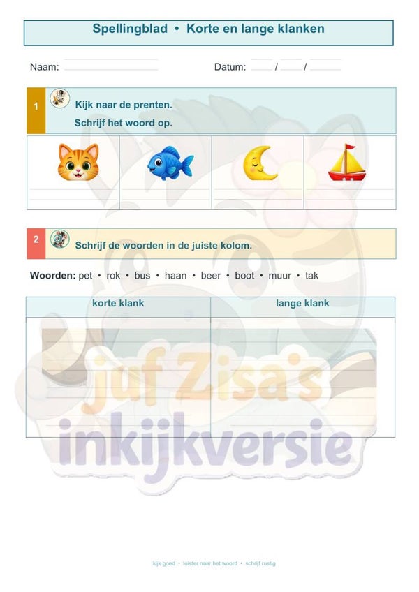 Zisa's Huistaken spelling 2de leerjaar – deel 1