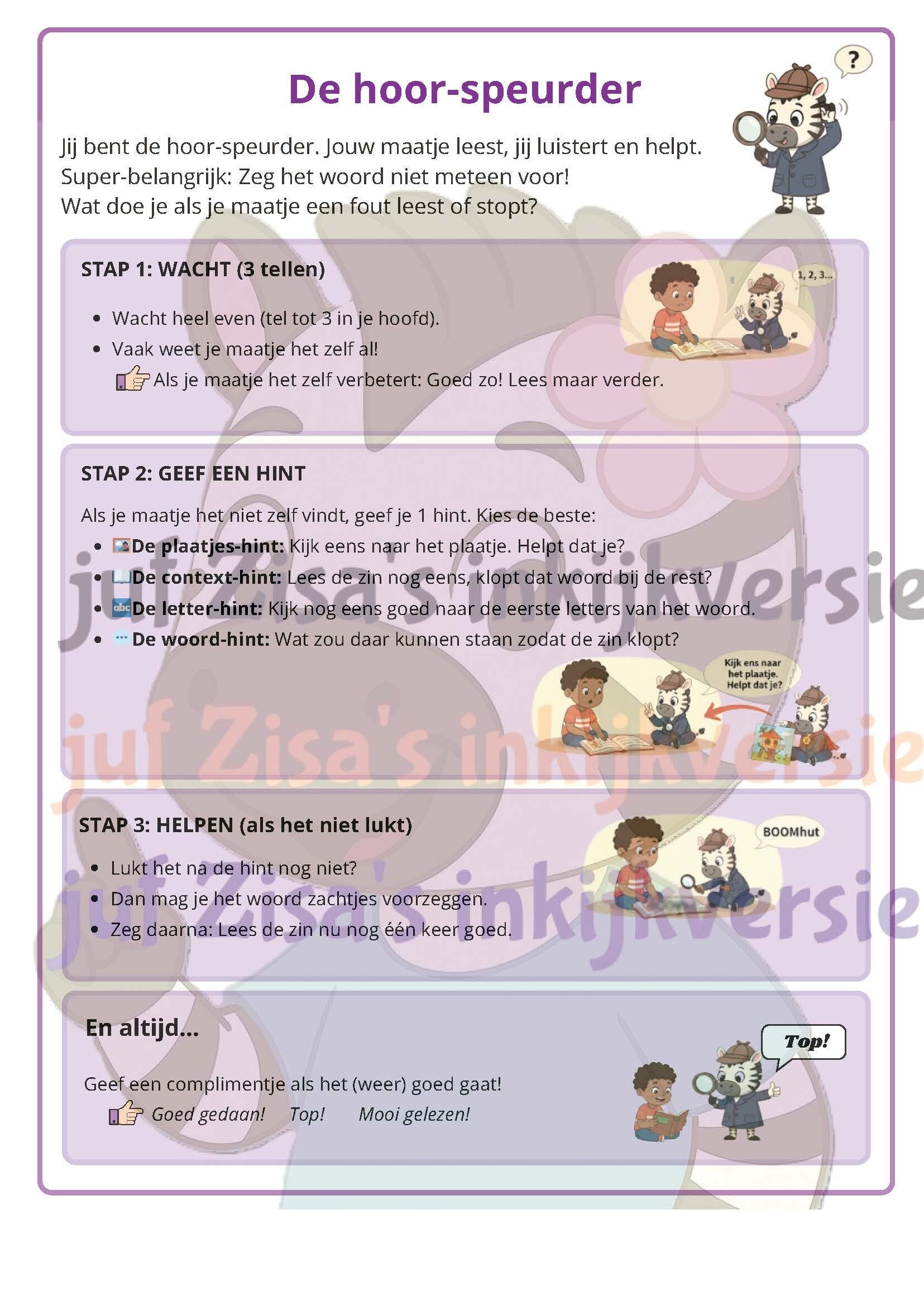 Leeshulpkaarten - de Hoor-speurder