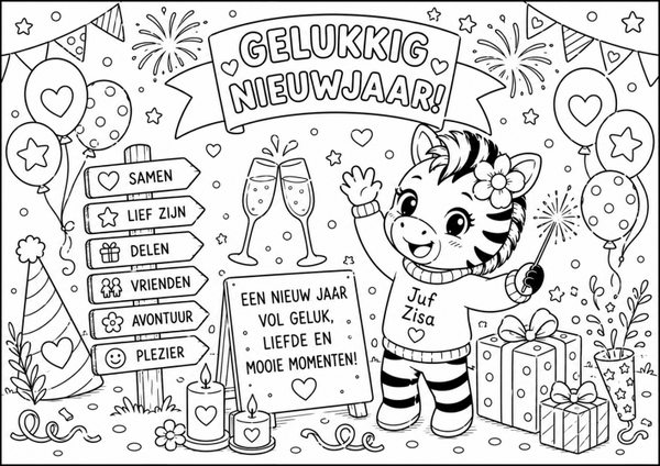 Kleurplaat nieuwjaar