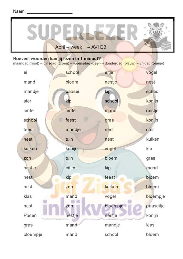 Superlezer April zwartwit - technisch en begrijpend lezen - 1ste leerjaar / groep 3