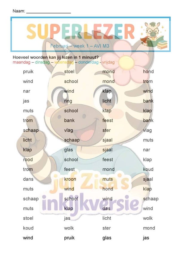 Superlezer Februari - technisch en begrijpend lezen - 1ste leerjaar / groep 3