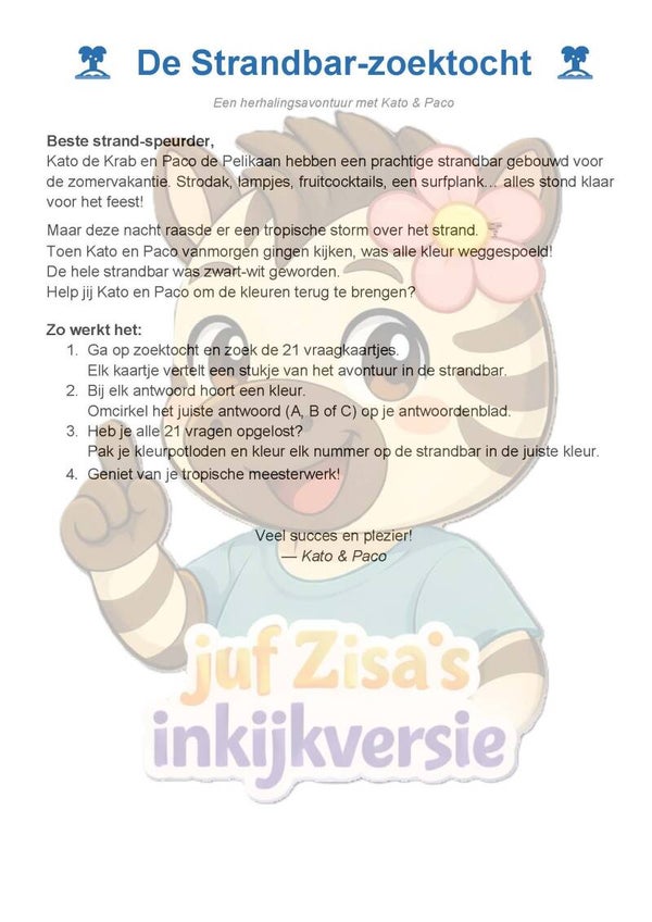 De Strandbar-zoektocht — speelse eindejaarsherhaling voor het 2de leerjaar
