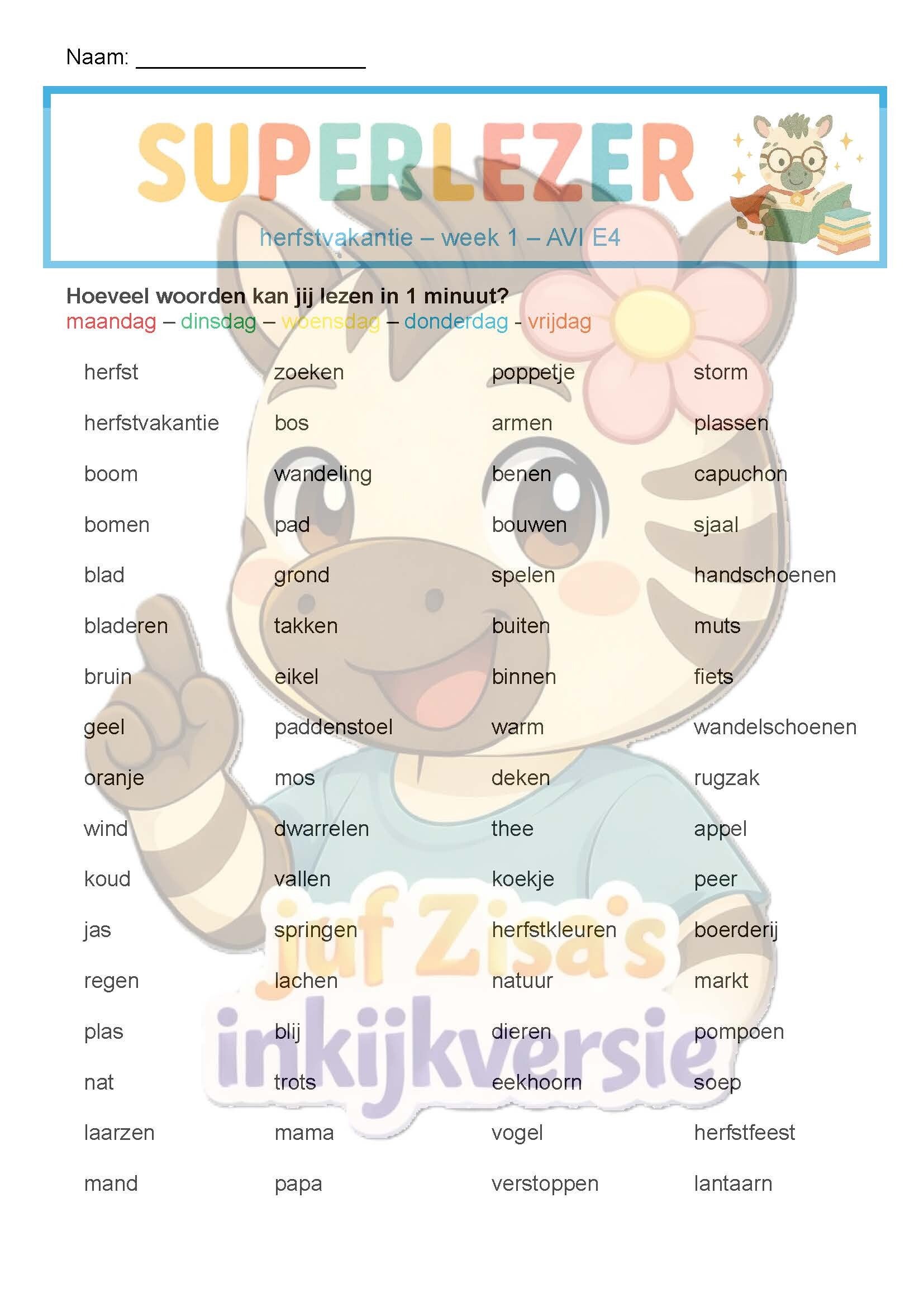 Superlezer Herfstvakantie - technisch en begrijpend lezen - 3de leerjaar / groep 5