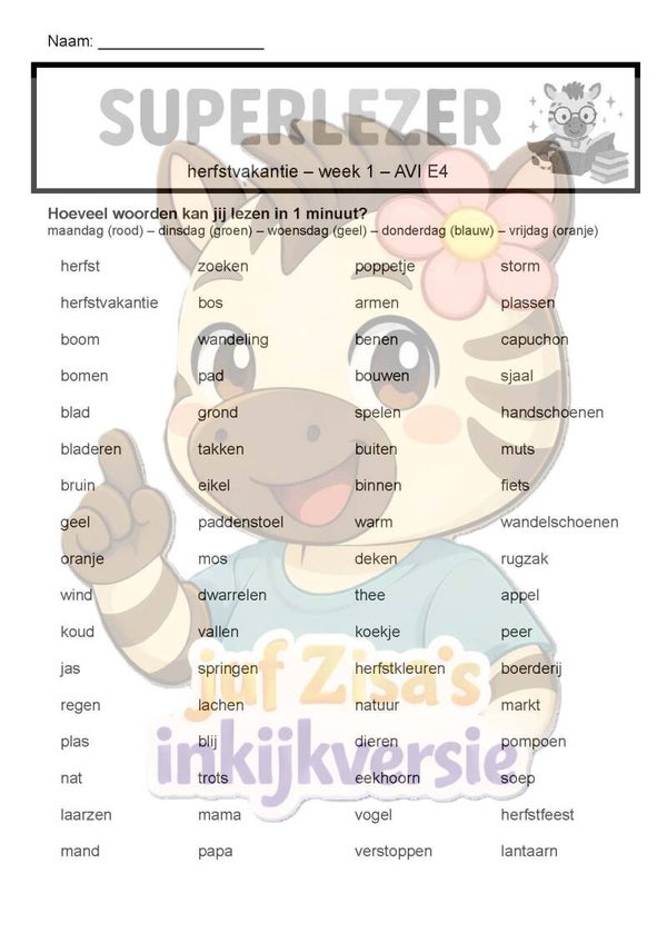 Superlezer Herfstvakantie zwartwit - technisch en begrijpend lezen - 3de leerjaar / groep 5
