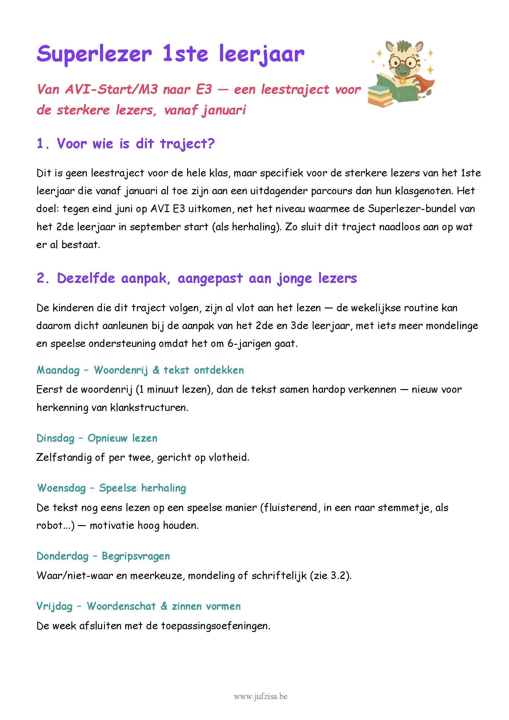 Superlezer 5-daagse workflow gratis gids - 1ste leerjaar / groep 3