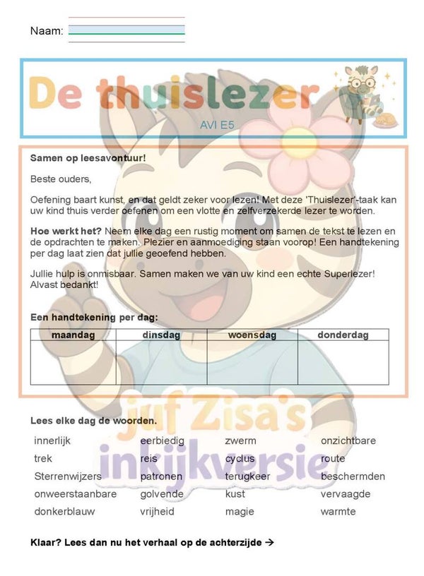 Thuislezer AVI E5 - deel start september - technisch en begrijpend lezen