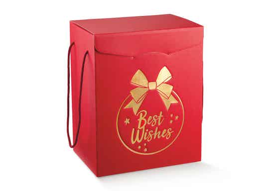 Scatola natalizia in cartone mm 280X200XH350 best wish