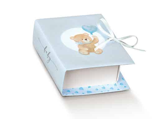 Scatole nascita a libro little bear azzurro pz 10