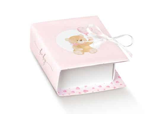 Scatola nascita a libro little bear rosa pz 10