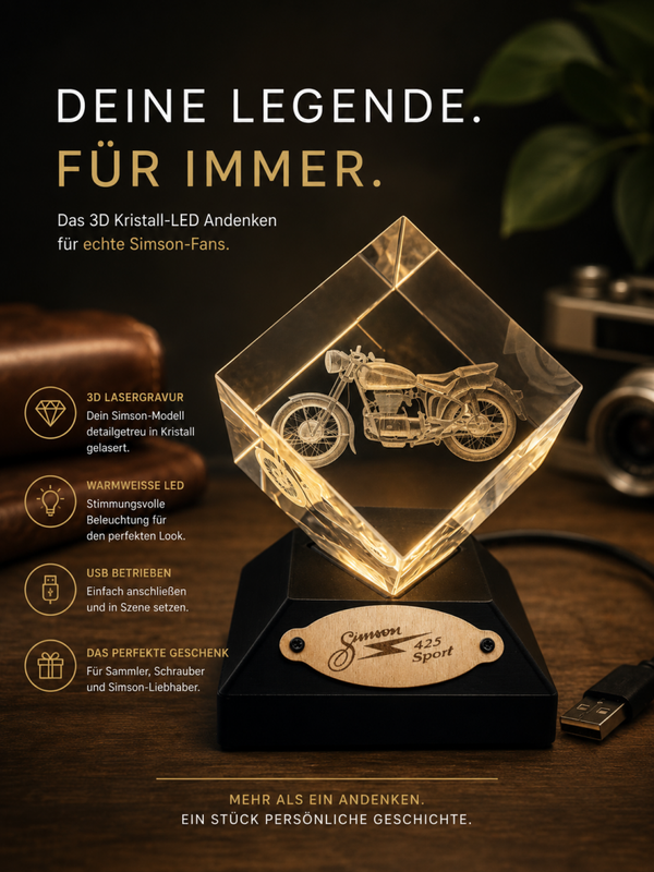 Glaswürfel mit Innengravur und Sockel (mit Emblem)
