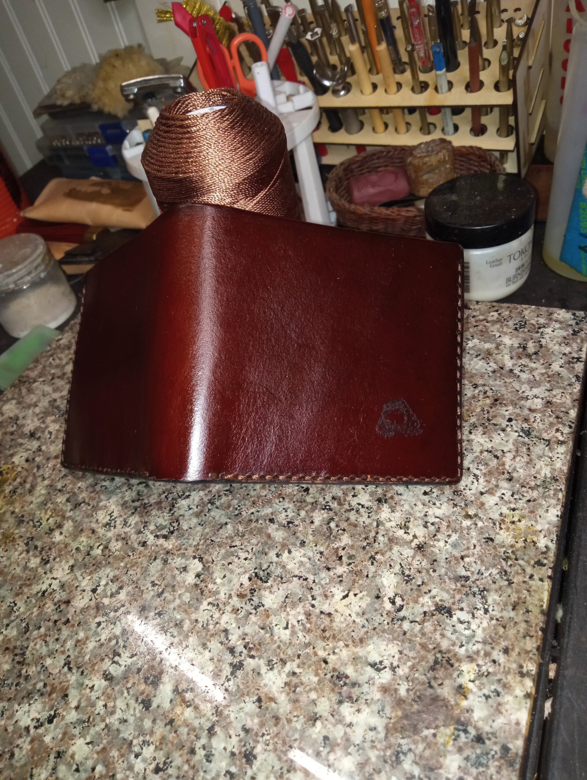 Folding leather wallet