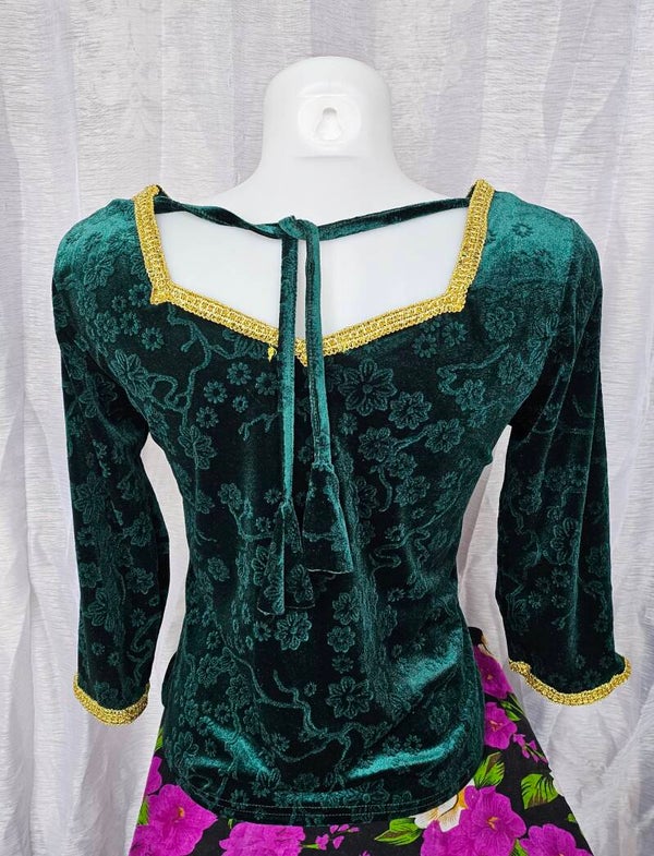 Velour vert foncé fleuri