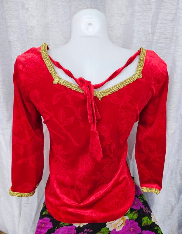 Velour rouge fleuri