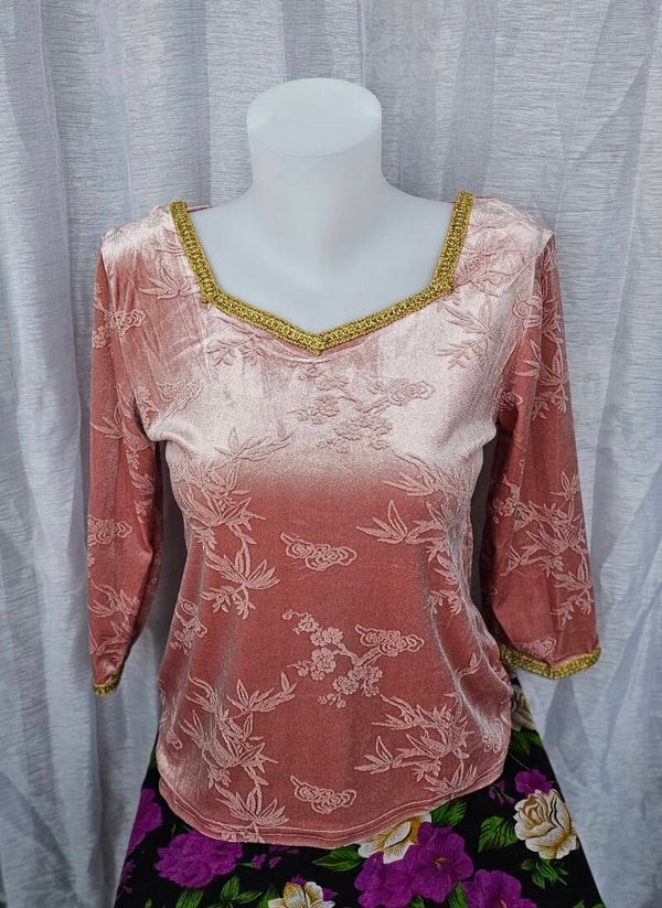 Velour  fleurie  rose