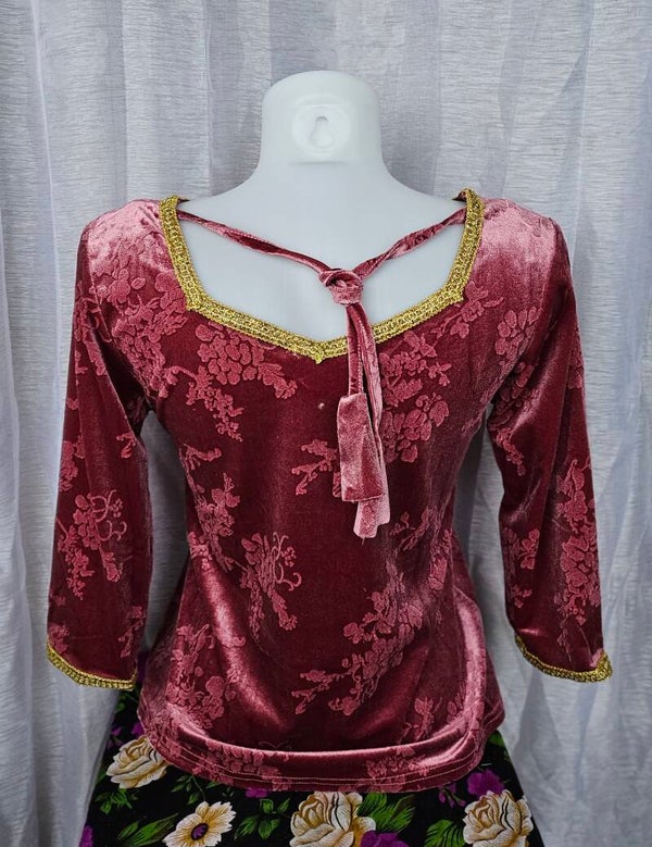 Velour fleurie rose fushia