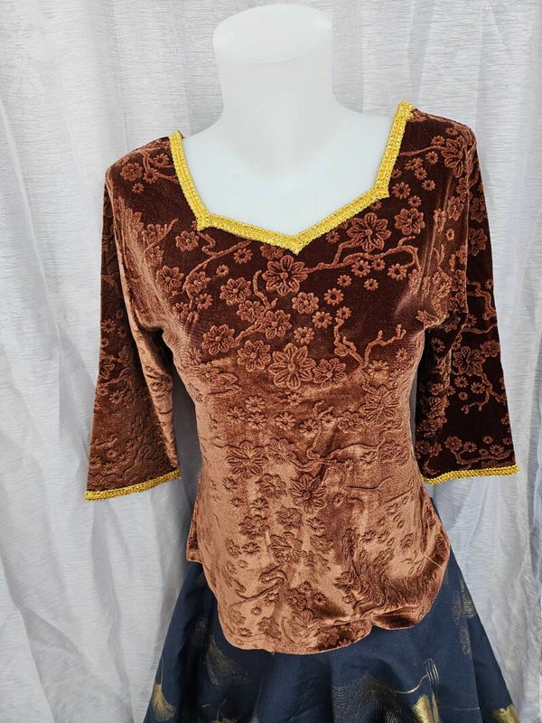 Velour marron fleuri