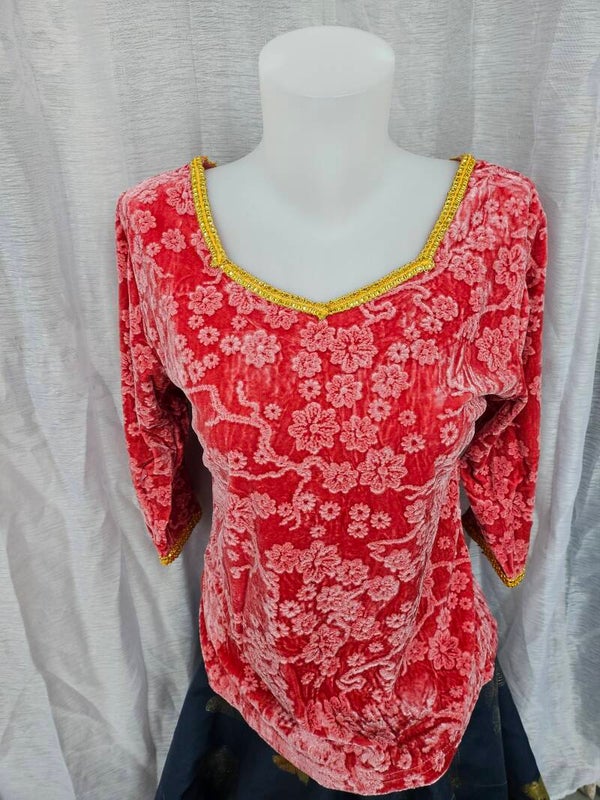 Velour fleuri rose