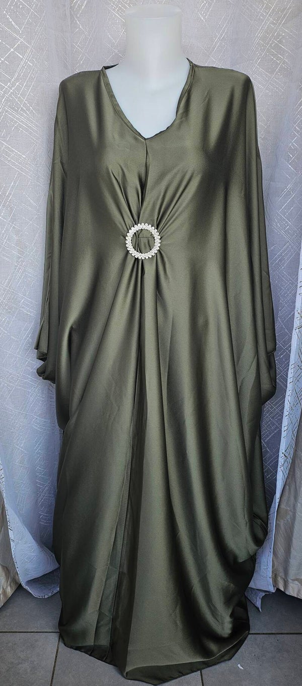 Robe satiné kaki