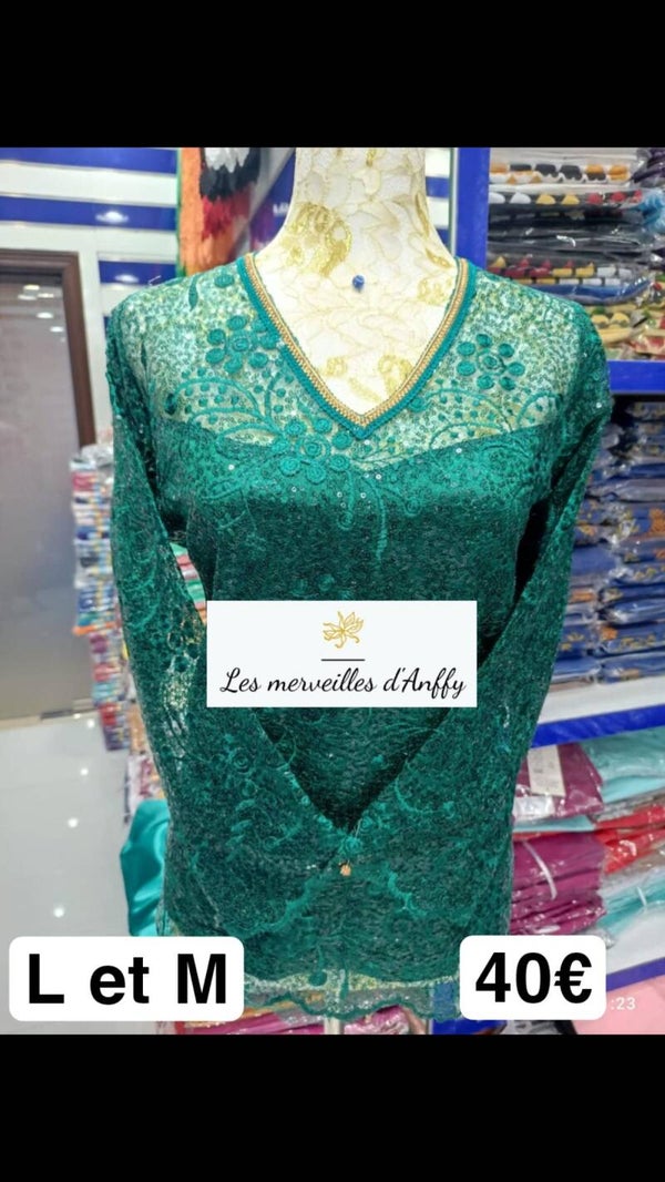 Body dentelle rouge vert