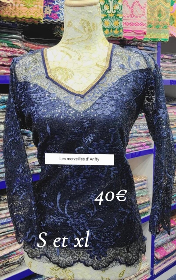 Body dentelle bleu foncé
