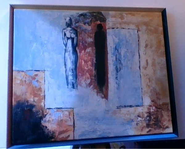 60 x 50 oil painting with colored frame