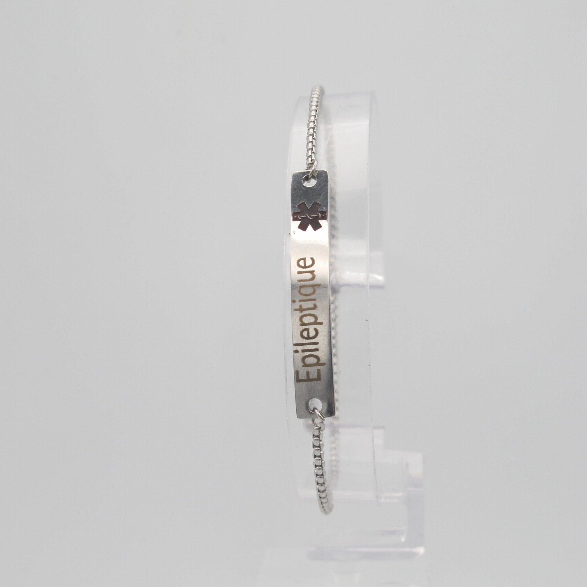 DOC Classy - Bracelet médical rectangulaire avec chainette