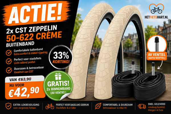 CST Zeppelin 50-622 Crème Buitenband (28 x 2.00) + 2x Binnenband AV GRATIS