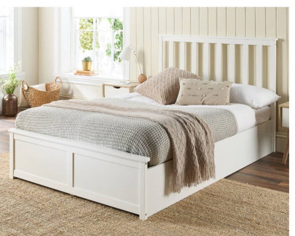 Ottoman Bed Frame White Wood Solid Bedstead