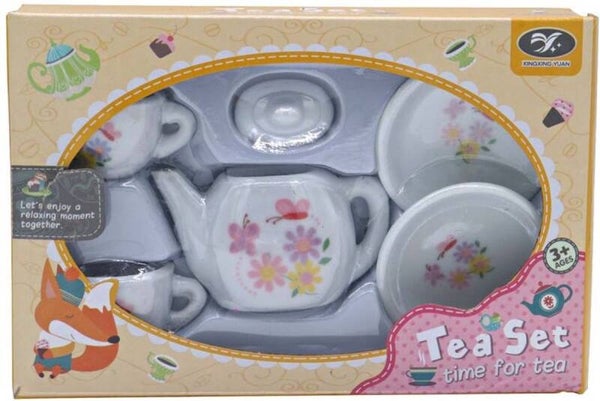 Theeset bloemen patroon 6 delig