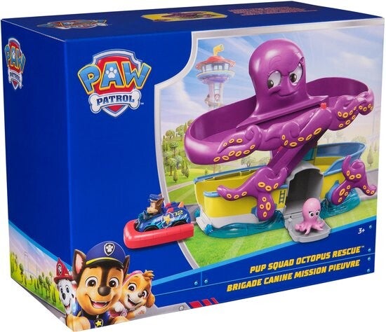 PAW Patrol Pup Squad Octopus Rescue-speelset, Chase-speelgoedauto van 6,3 cm en babyoctopus-figuur,