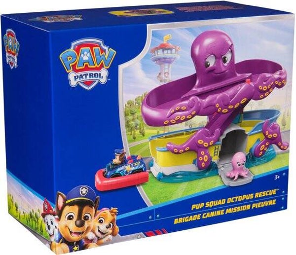 PAW Patrol Pup Squad Octopus Rescue-speelset, Chase-speelgoedauto van 6,3 cm en babyoctopus-figuur,