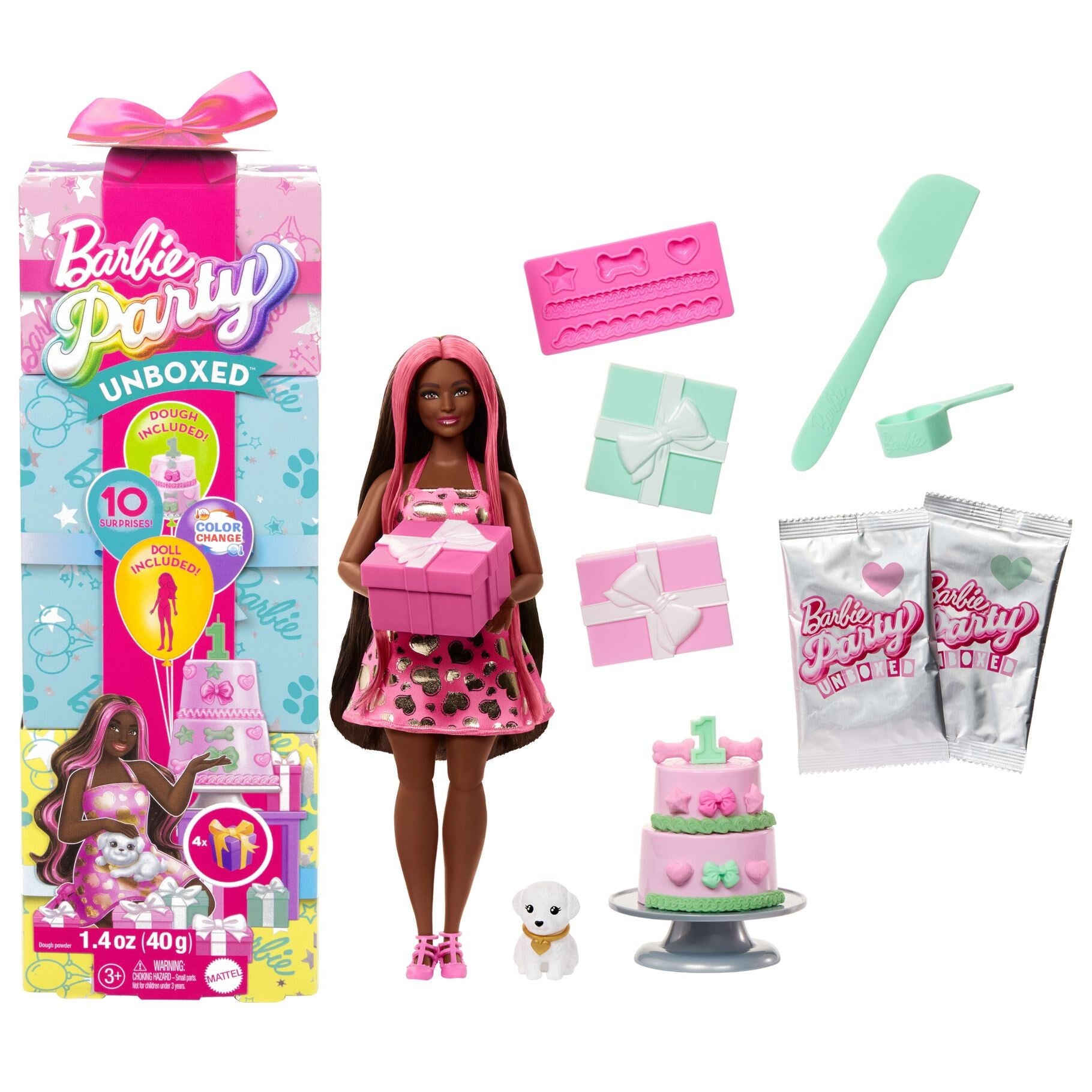 Barbie Uitpakparty Dierenverjaardag - Barbiepop met roze highlights