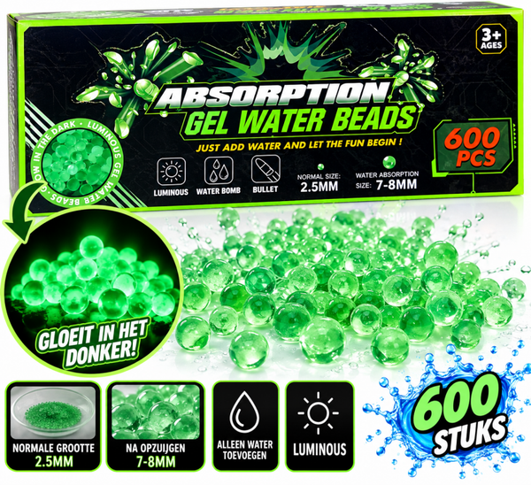 💚 Gel Water Beads – 600 stuks – Glow in the Dark