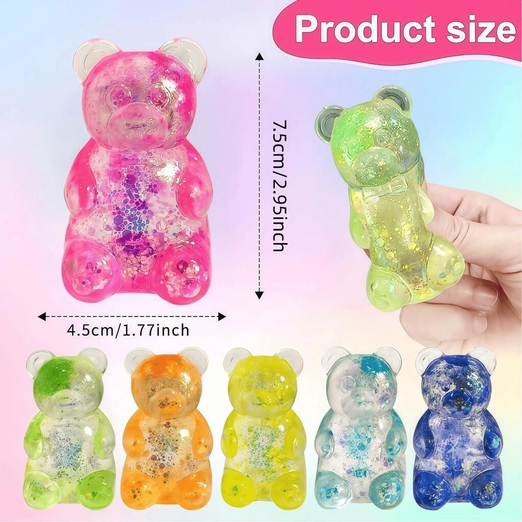 Gummy Bear Squish Glitter Beer - Speelgoed voor Kinderen van 3+ Jaar - Kleurrijke en Interessante Gummy Bears met Glitter Effect