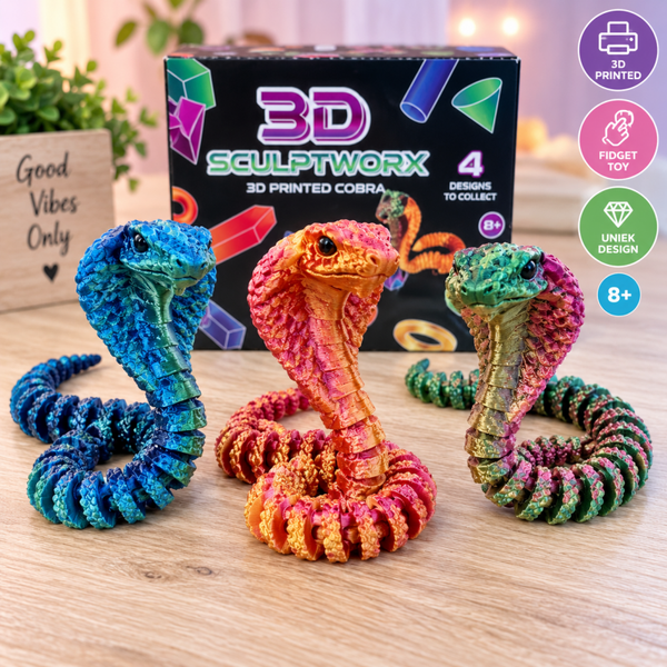 🐍 3D Cobra – 25 cm | 3D Geprint Fidget Speelgoed