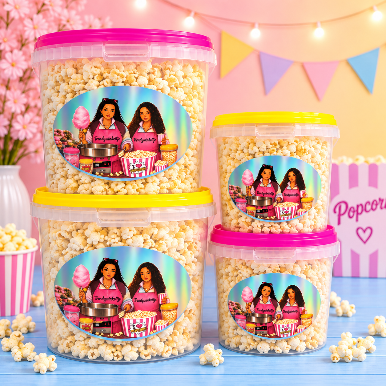 🍿 Trendywinkeltje Zoete Popcorn – Heerlijke Popcorn in 1,5 Liter & 3 Liter Emmer