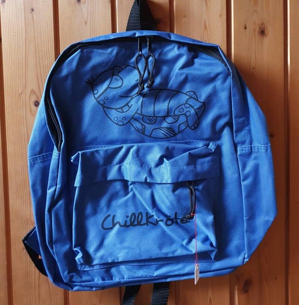 Rucksack blau mit Chillkröte