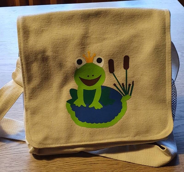 Kindergartentasche beige Frosch