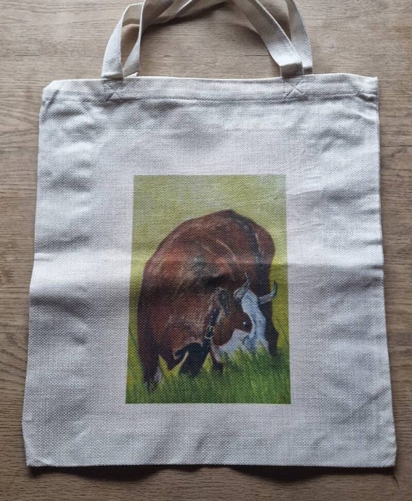 Kuh Tasche Juteoptik