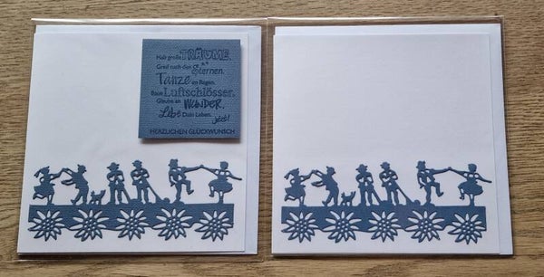 Karte tanzen blau 1 Karte mit Spruch 1 Karte mit Motiv