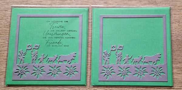 Karte Fahnenschwinger grau 1 Karte mit Spruch 1 Karte mit Motiv