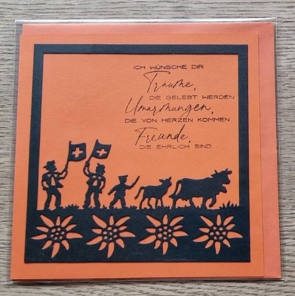 Karte Fahnenschwinger schwarz mit Spruch