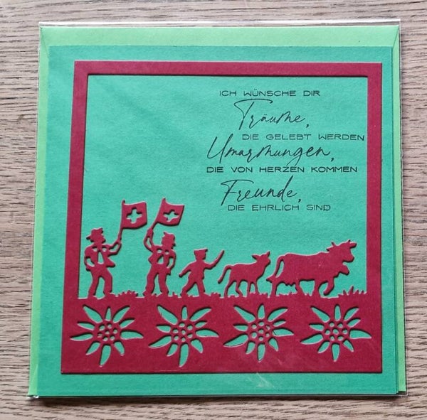 Karte Fahnenschwinger rot mit Spruch