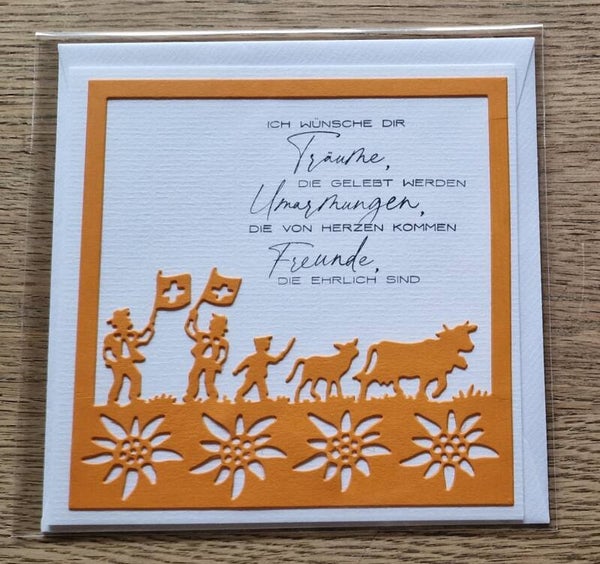 Karte Fahneschwinger orange mit Spruch