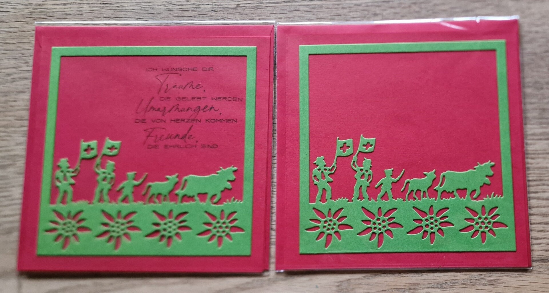 2 er Set Karte Fahnenschwinger